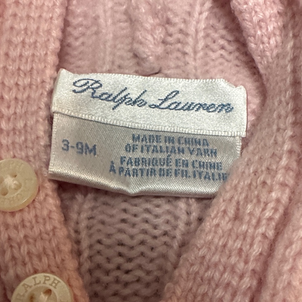 Ralph Lauren Pink Cable-Knit Cashmere Bunting 3-9 M. - Picture 5 of 7